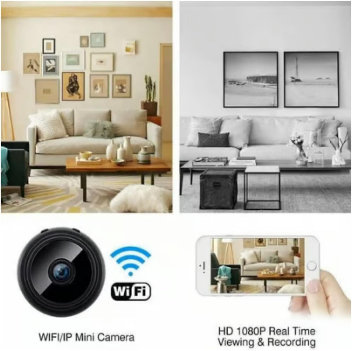 Wireless 1080p Wi-Fi Mini Camera | Motion detection, night mode, built-in battery, magnet