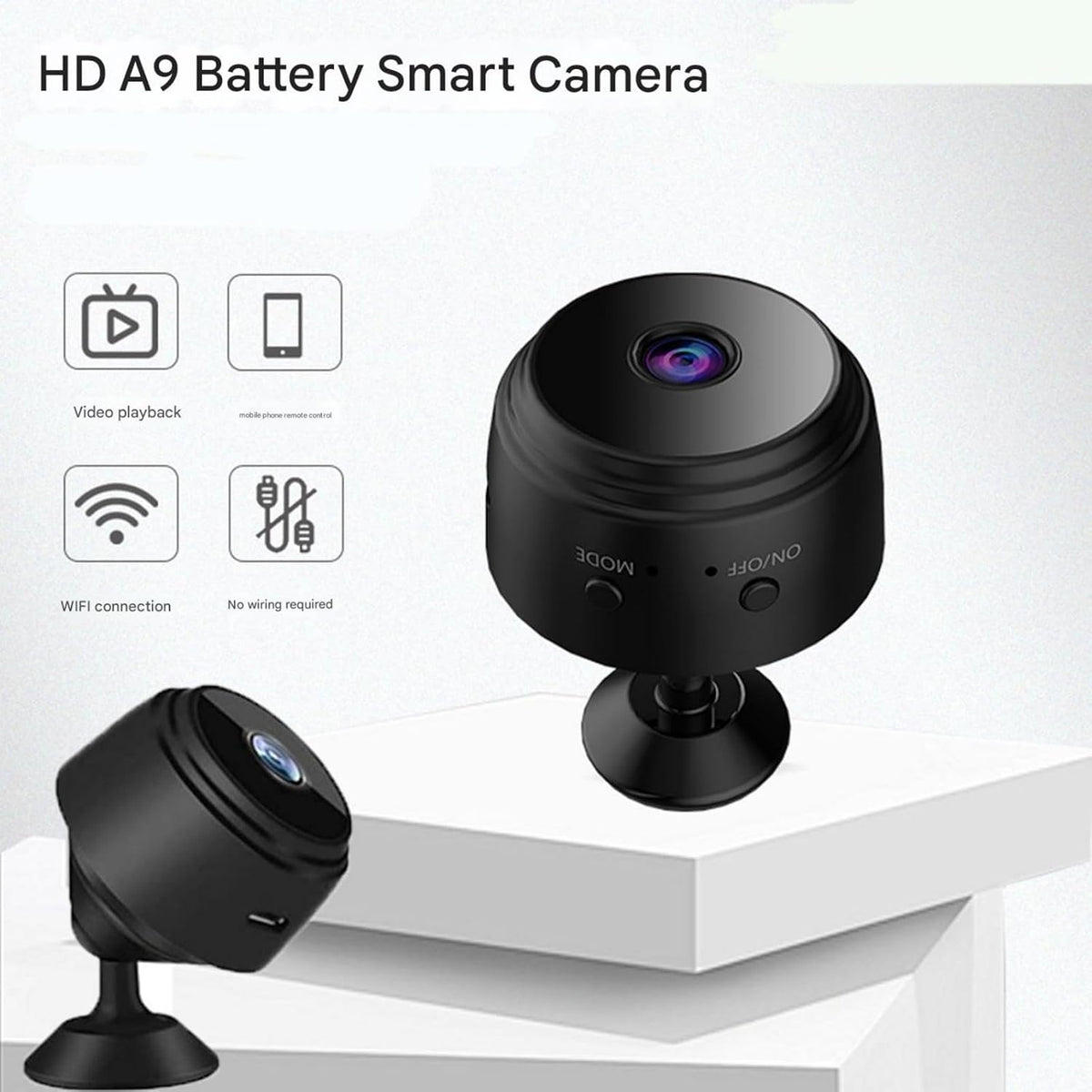 Wireless 1080p Wi-Fi Mini Camera | Motion detection, night mode, built-in battery, magnet