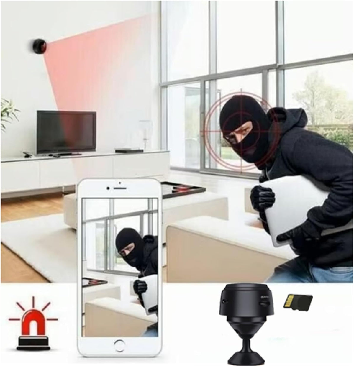 Wireless 1080p Wi-Fi Mini Camera | Motion detection, night mode, built-in battery, magnet