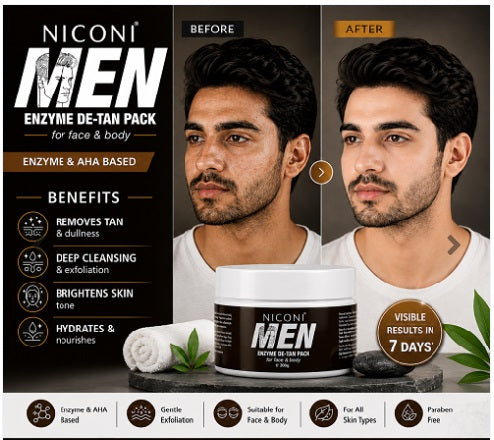 Niconi Men Enzyme De-Tan Pack For Face & Body