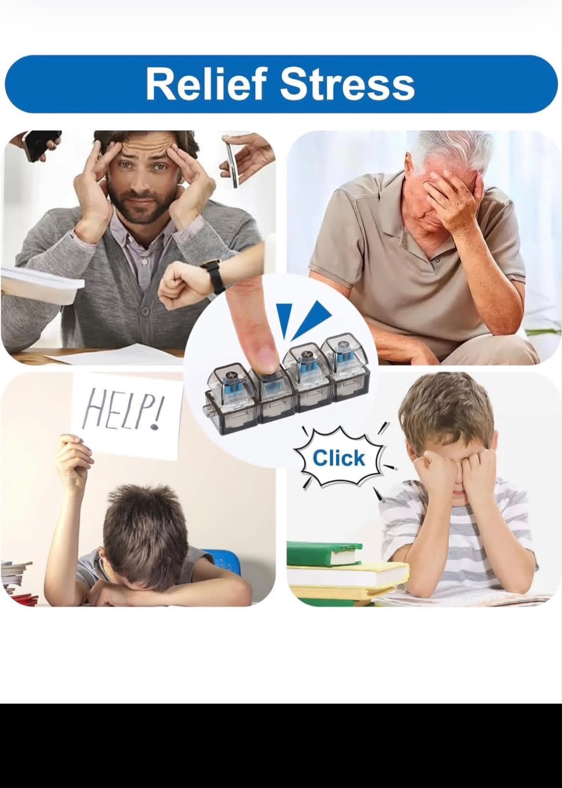 Keyboard Fidget Stress Relief Keychain for Kids & Adults