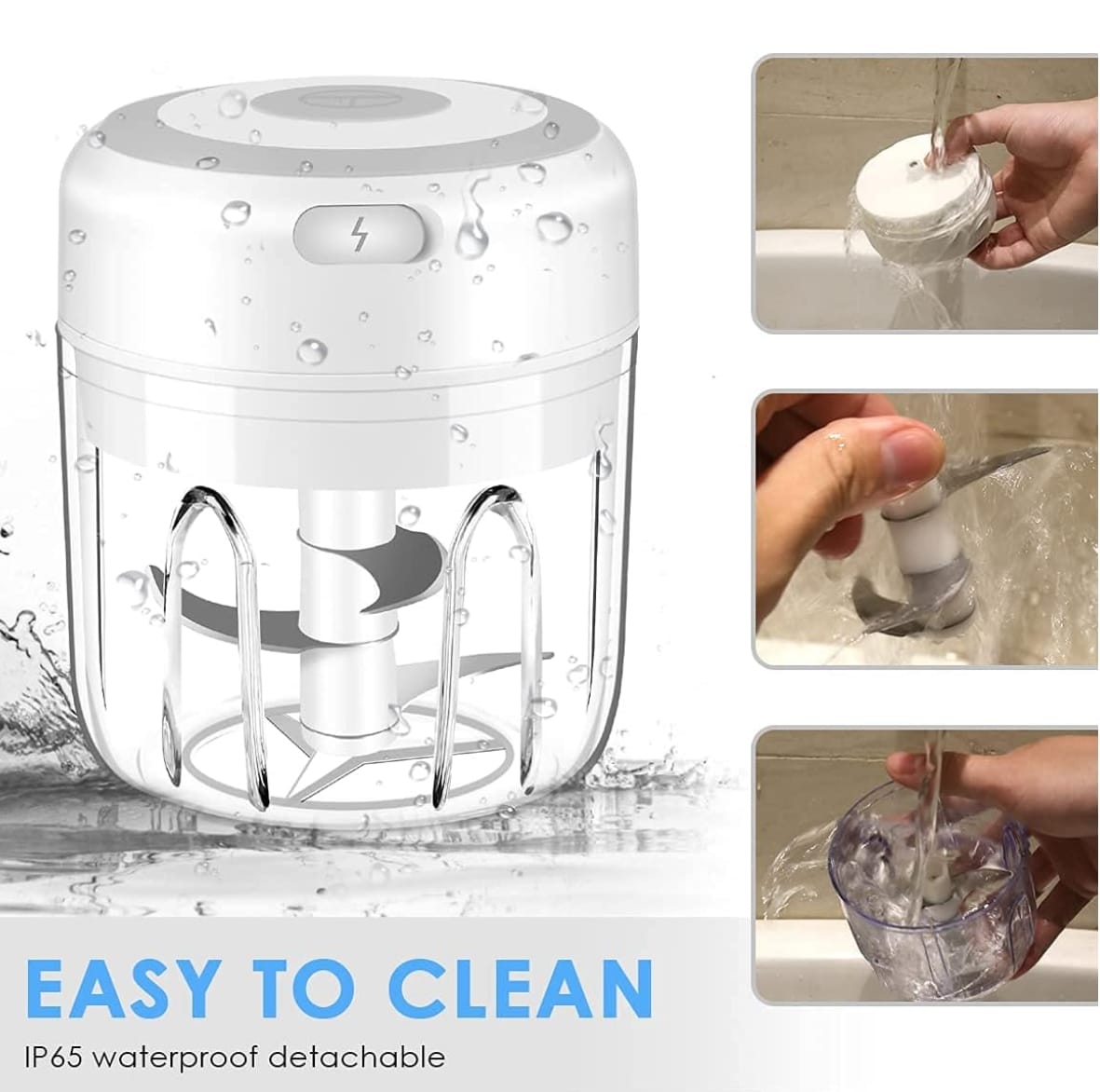 Electric Mini Garlic Chopper, Portable Food Processor, Vegetable Chopper Onion Mincer, Cordless Meat Grinder with USB Charging for Vegetable, Pepper, Onion, Baby Food, Seasoning, Nuts (BPA-Free)
