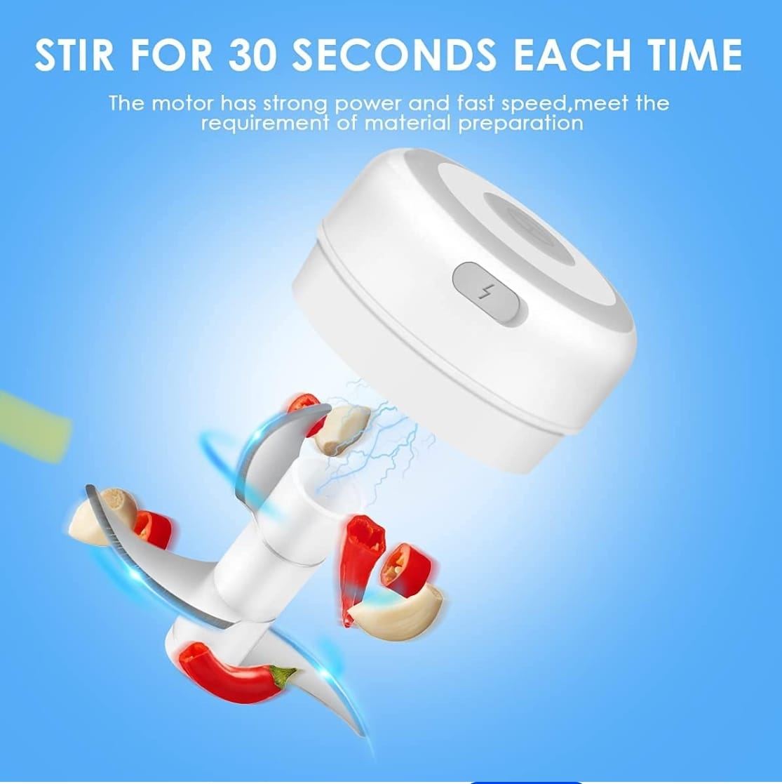 Electric Mini Garlic Chopper, Portable Food Processor, Vegetable Chopper Onion Mincer, Cordless Meat Grinder with USB Charging for Vegetable, Pepper, Onion, Baby Food, Seasoning, Nuts (BPA-Free)