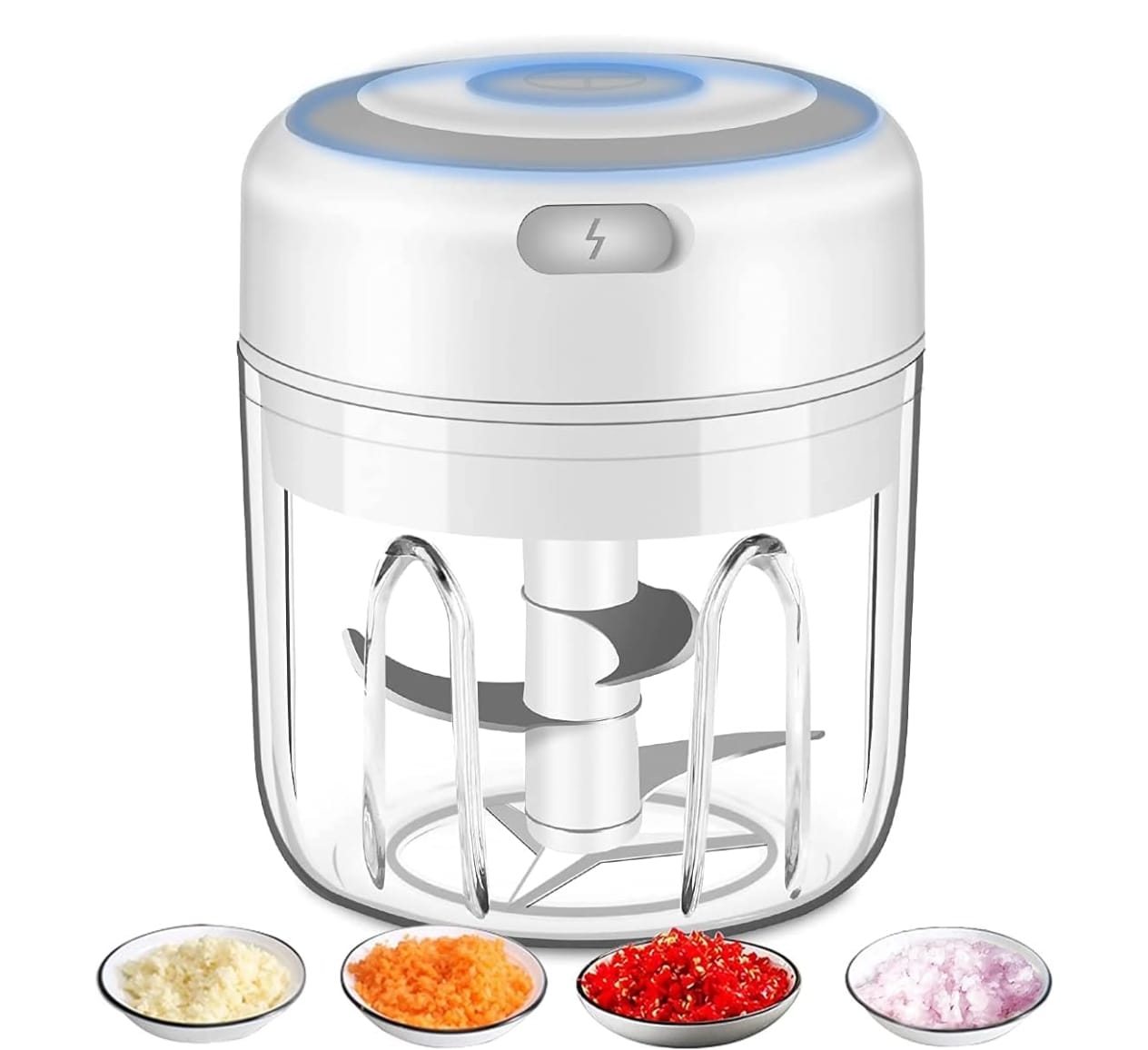 Electric Mini Garlic Chopper, Portable Food Processor, Vegetable Chopper Onion Mincer, Cordless Meat Grinder with USB Charging for Vegetable, Pepper, Onion, Baby Food, Seasoning, Nuts (BPA-Free)