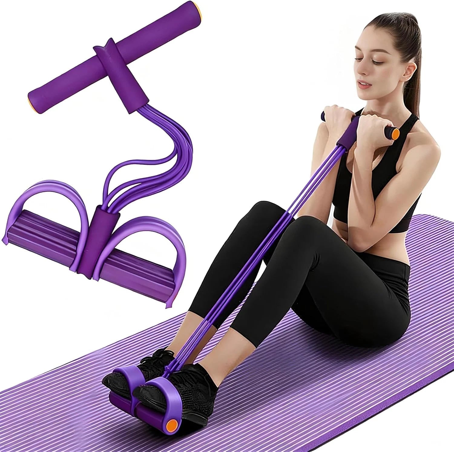 Tummy Trimmer Foot Leg Pedal Resistance Band Body Stretch Pull Puller Rope Home Yoga Exercise