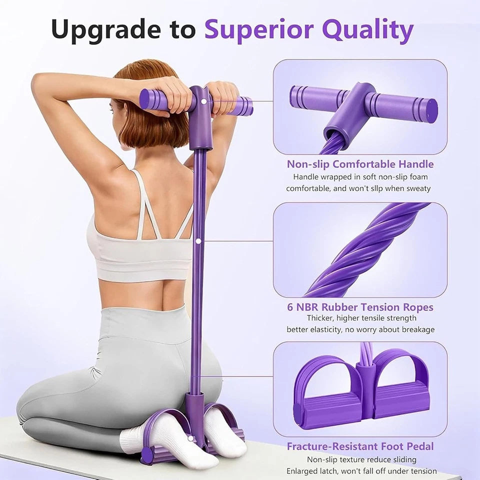 Tummy Trimmer Foot Leg Pedal Resistance Band Body Stretch Pull Puller Rope Home Yoga Exercise